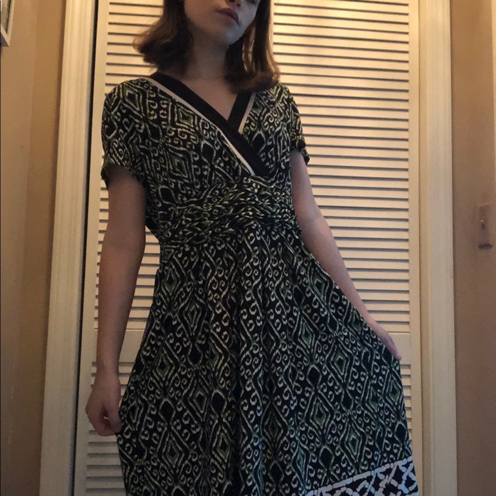 Patterned Green Dress